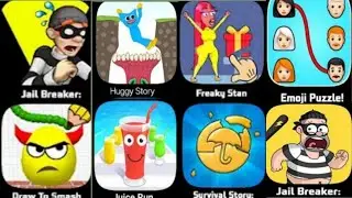 save the dog , jail prisoner , huggy story,  , emoji puzzle , freaky, comics bob
