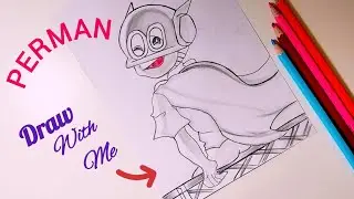 How To Draw Easy And Cute Perman |  Perman Cartoon Character Drawing For Kids #drawsocute