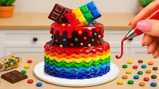 Mini Rainbow Chocolate Cake Recipe 🌈 | How to Make & Kinder Chocolate vs Rainbow Cake Challenge!