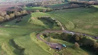 Burton Dassett hill drone view 4k, Warwickshire