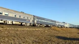 BNSF 8200 GE ES44C4 Leading a 12-Car Business Train in Tomah, CO