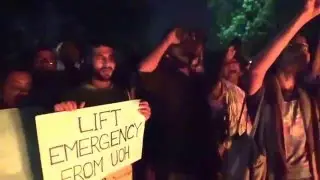 HCU students demand to free the arrested 27 university students and teachers.