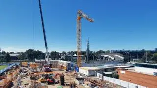 Liverpool Health and Academic Precinct - multi-storey car park tower crane installation