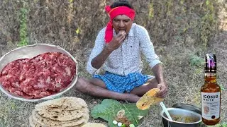 MUTTON Kheema With Roti || Super Combination Cooking and Eating || Village Style Village Life
