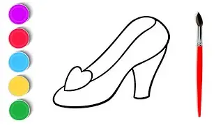 Princess shoe Drawing, Painting, Coloring for Kids & Toddlers | Let's Draw, Paint Together