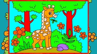 Cute Cartoon Giraffe 🦒 Coloring Page