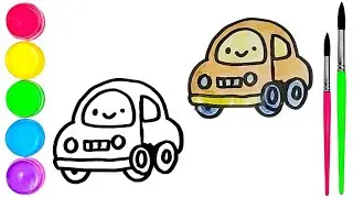 How To Draw  cute Car Drawing, Painting & water Coloring For Kids and Toddlers_🌈🎨