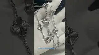 Custom Made Van Cleef Arpels Vintage Alhambra Guilloche Necklace 18K White Gold For Men And Women
