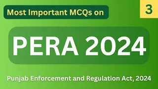 Most Important MCQs on Punjab Enforcement and Regulation Act 2024 | PERA Jobs 2025 | SDEO | Part 3