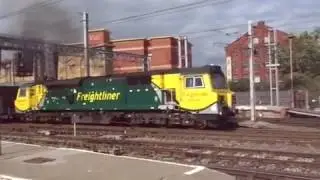 The Class 70 &lsquo;GE PowerHaul&rsquo; Freightliner No.70005 with Rail Containers was passing at Carlisle.