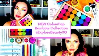 NEW ColourPop rainbow collection review! Swatches + giveaway + cut crease GRWM | ExploreBeautyXO