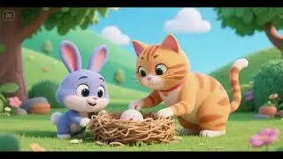 Mama Cat Helps Bunny Build a Nest | Nursery Rhymes & Kids Songs 🐱🐇🌿🎶