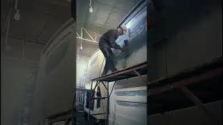 Primer Coating on Newly Manufactured Bus Body 🔥 How to-xy #bus #manufacturing #paint #shorts