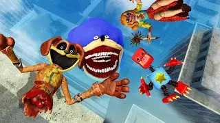 Poppy Playtime Chapter 3 and Sonic Tapes Epic Ragdoll Jumps & Falls (GMOD) Part 3