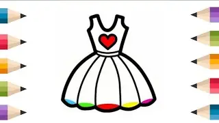 Beautiful Dress 👗 Drawing, Painting & Coloring For Kids and Toddlers_ Child Art 🎨🎨🎨#kidsdraeing