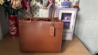 Unboxing Coach Cashin Carryall Tote 22 & Drawstring Pouch in Shearling bags