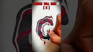 C Letter Tribal Snake Art 🔥 | Unique Red & Black Design #shorts #viral