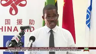 Hon. Petter Saint Jean addresses Hand over ceremony for Post Disaster Restoration Assistance Project