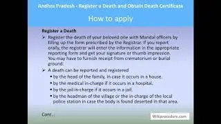 Andhra Pradesh - Register A Death And Obtain Death Certificate