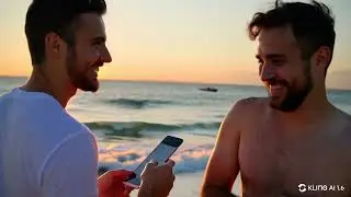 Gay Romantic scene on the beach with sun set