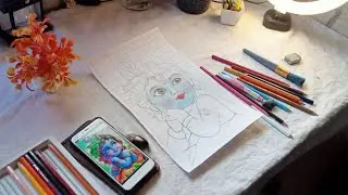 Bal Krishna Colour Pencil Art Work Live