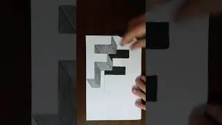 Drawing 3D optical illusions on paper - letter F - # shorts