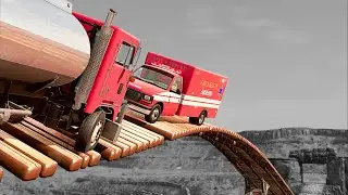 Cars VS Wave Bridge In BeamNG Drive Game