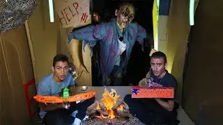 24H BOX FORT OVERNIGHT CHALLENGE ZOMBIE NERF GUNS