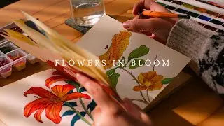 Flowers in Bloom  🌺 | 🖌️ half an hour painting floral paintings in gouache + ambient music 🎶
