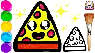 How to Draw a Pizza Slice | SUPER CUTE! | | DrawWithBunny