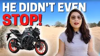 Одинокая женщина-мотоциклистка | Yamaha MT-03