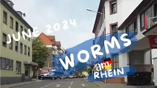 Worms am Rhein, June city drive tour, Driving in Germany