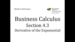 Business Calculus Section 4.3 - Derivative of the Exponential