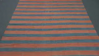 Vintage Dhurrie Rug, with Rust and Blue Stripes, from Rug & Kilim - C -2010