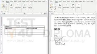 Complete the table of index.docx document in such a way, so that if we were to use it as an...