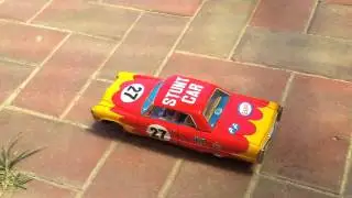 1960s/70s Rare Battery Stunt Car ESSO #27 Tin Toy Car Modern Toys Japan - WORKS