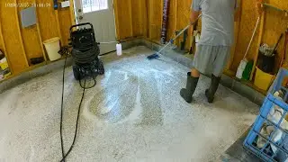 Washing garage floor, hornets while pressure washing, garden arch, deer feeder. ( Home Chores 46).