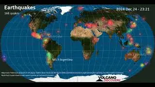 Animated worldwide earthquakes time-lapse: December 2024 in 25 seconds