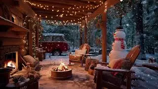 🌨️ Winter Street Lights | Warm Caf&eacute; Window Glow & Relaxing Coffee Moments