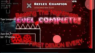 Beating My FIRST EVER Demon In Geometry Dash, The Nightmare!!(Full level)