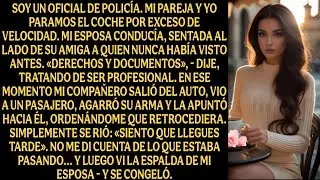 Soy un oficial de policía. Mi pareja y yo paramos el coche por exceso de velocidad. Mi esposa...