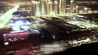 Time lapse footage shows Wuhan building its second coronavirus hospital with 1,600 beds