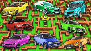 I SURVIVAL in BMW vs MERCEDES BIGGEST MAZE in Minecraft ! RAREST CAR INSIDE MAZE !