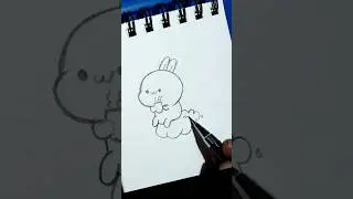 How to draw a kawaii bunny holding a cup☕#shorts #youtube shorts #kawaii bunny#bunny sketch
