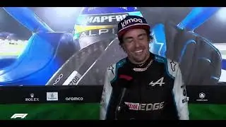Happy Alonso swearing in interview (First podium after 7 years)