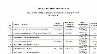 UPSC CSE Prelims 2020- New Exam Date || New  Exam Calendar Released by UPSC ||