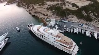 Chopi Chopi Mega Yacht Drone Live Footage in Corsica