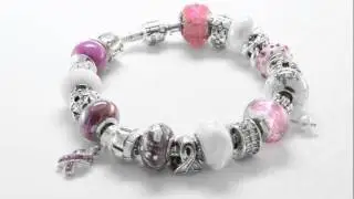Reflection Beads Pink Ribbon Bracelet