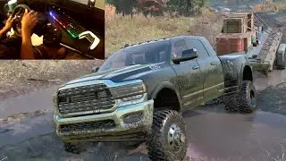 Can The RAM 3500 Handle This Trailer Load Through THICK MUD? | SnowRunner Logitech G923