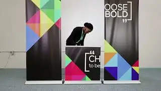 Retractable Floor Banner Stand Setup